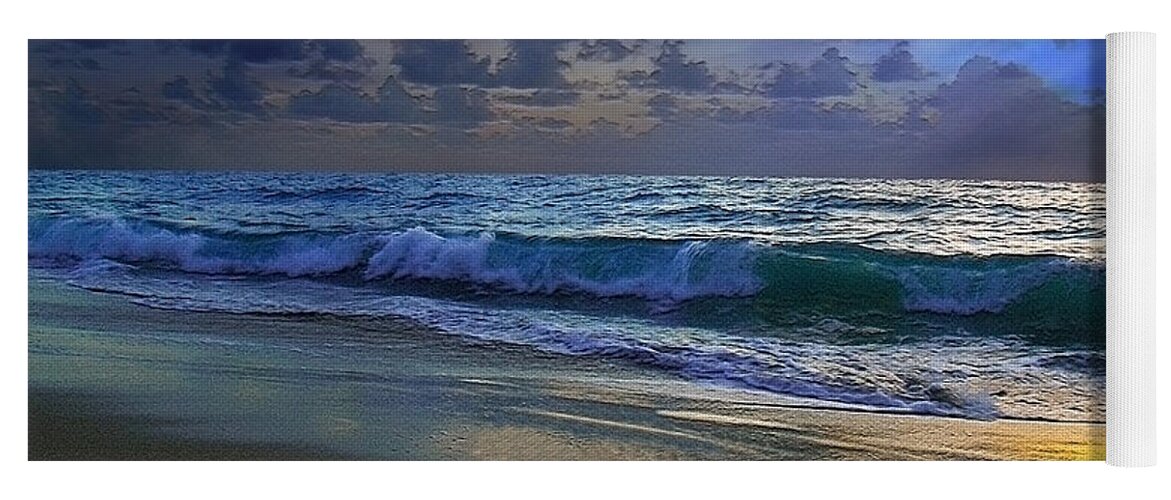 Beach Yoga Mat featuring the photograph Moonlit Beach Seascape Treasure Coast Florida C4 by Ricardos Creations