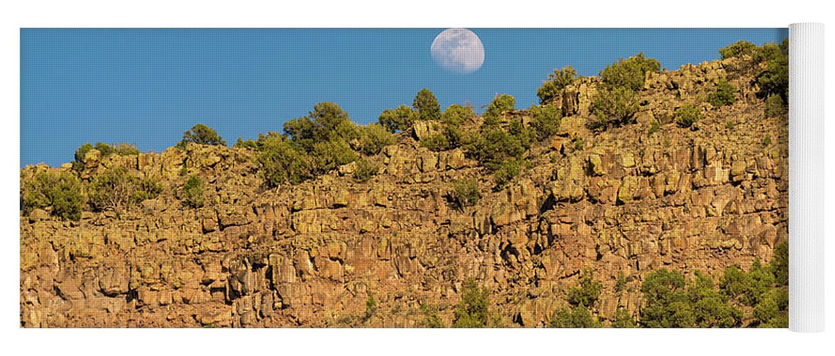 New Mexico Yoga Mat featuring the photograph Moonrise Rio Grande Gorge Pilar New Mexico by Lawrence S Richardson Jr
