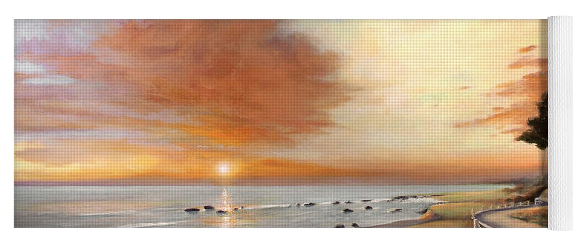 Landscape Yoga Mat featuring the painting Moonstone Cambria Sunset by Michael Rock