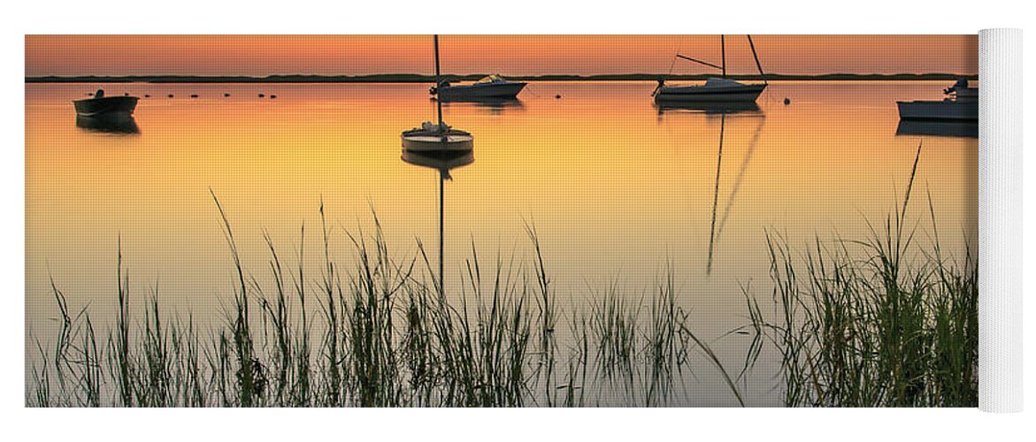 Moored Boats Yoga Mat featuring the photograph Moored Boats at Sunrise by Darius Aniunas