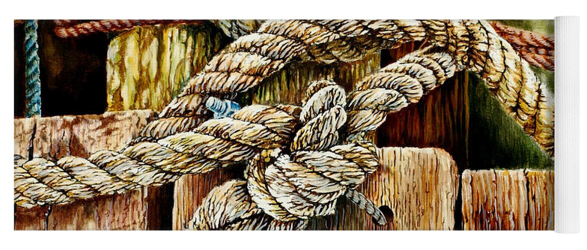 Rope Yoga Mat featuring the painting Mooring Lines by Thomas Hamm