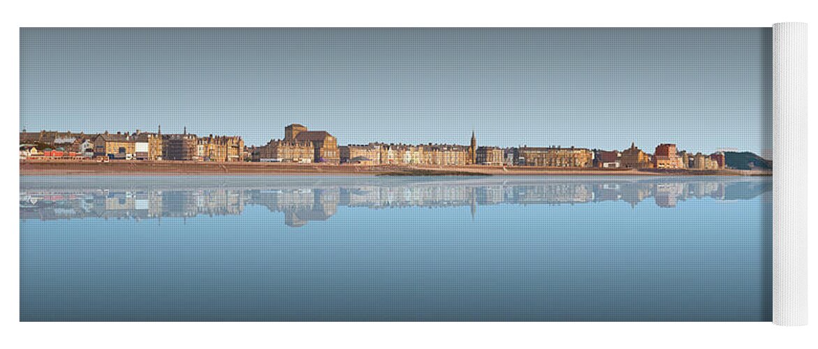 Morecambe Yoga Mat featuring the digital art Morecambe West End 2 - Blue by Joe Tamassy