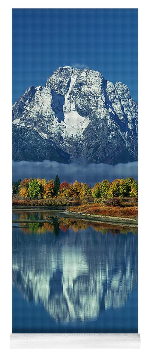 Dave Welling Yoga Mat featuring the photograph Morning Cloud Layer Oxbow Bend In Fall Grand Tetons National Park by Dave Welling
