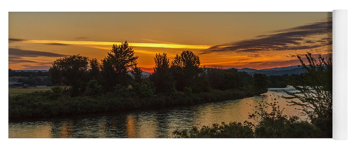 Sunrise Yoga Mat featuring the photograph Morning Color Over The Payette River by Robert Bales
