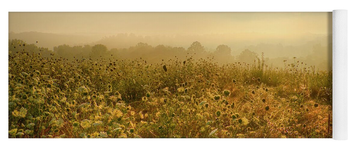 Lora Yoga Mat featuring the photograph Morning Dew at Kendall Hills by Ann Bridges