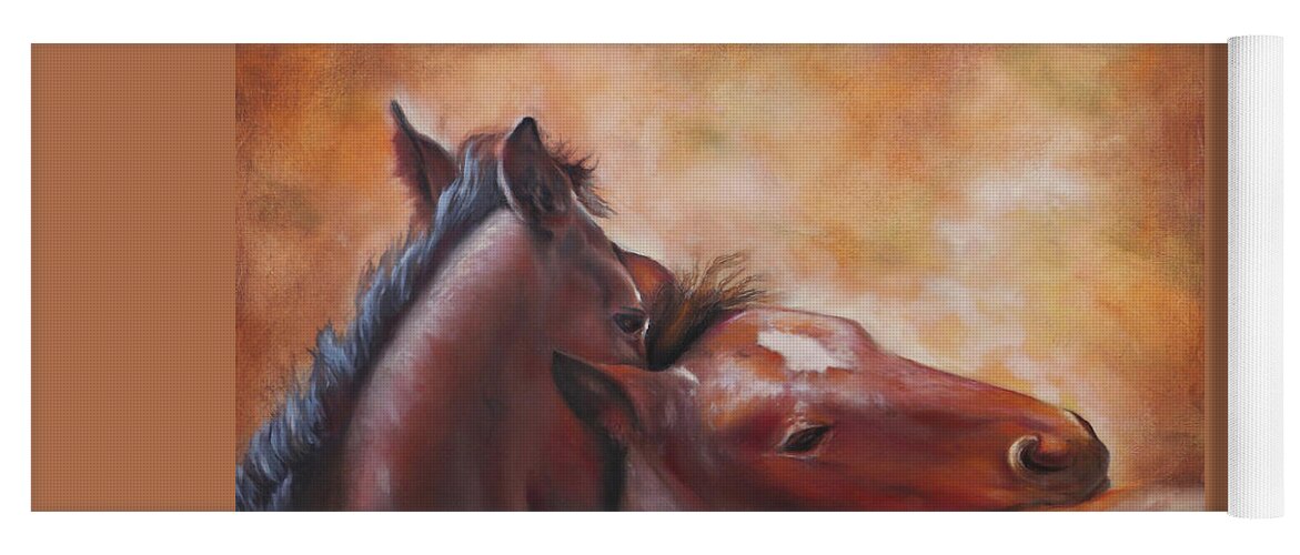 Southwestern Equine Art Yoga Mat featuring the painting Morning Foals by Karen Kennedy Chatham