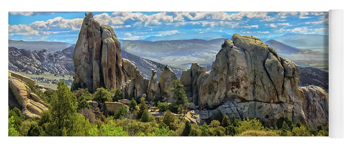 Idaho Yoga Mat featuring the photograph Morning Glory Spire and Anteater City Of Rocks 04 by Robert Bales