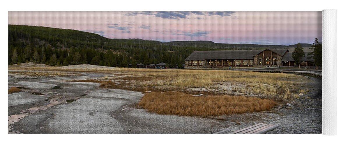 Wyoming Yoga Mat featuring the photograph Morning light at Old Faithful by Shirley Mitchell