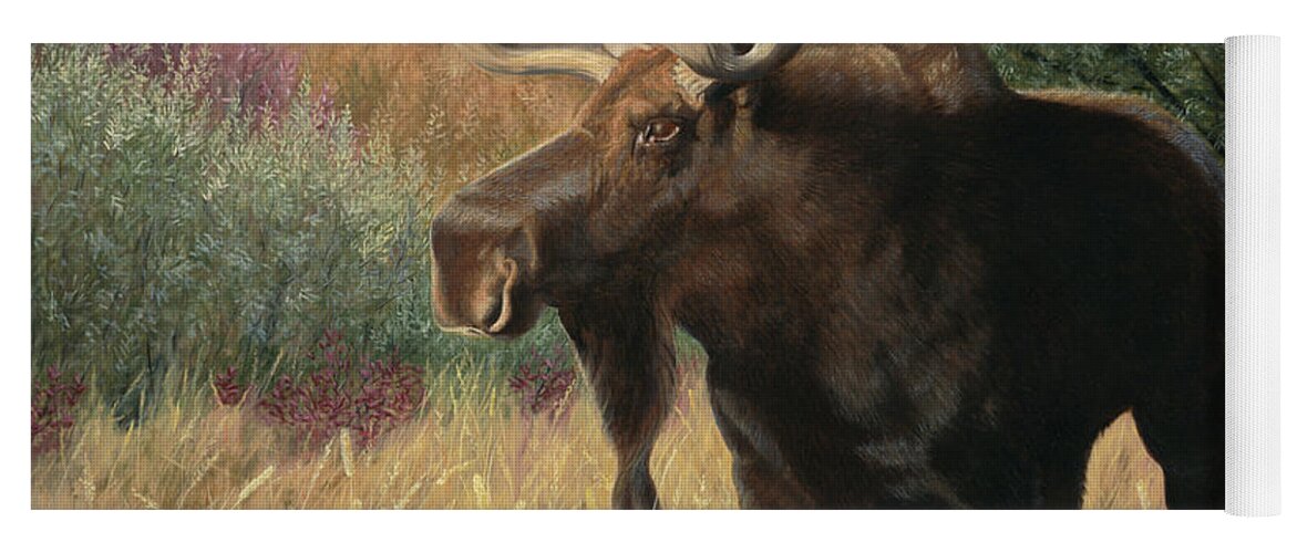 Moose Yoga Mat featuring the painting Morning Majesty by Tammy Taylor