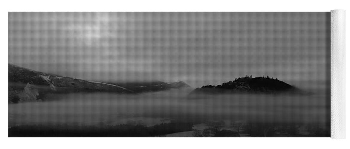 Nature Yoga Mat featuring the photograph Morning mist black and white by Lukasz Ryszka