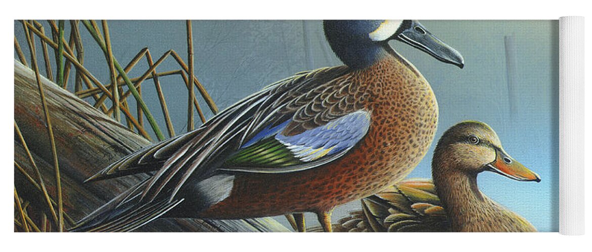Blue-winged Teal Yoga Mat featuring the painting Morning Sun by Mike Brown