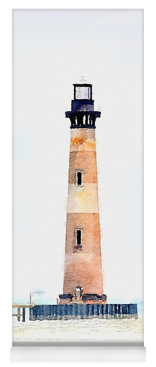 Morris Island Lighthouse Yoga Mat featuring the photograph Morris Island Lighthouse Watercolor by Dale Powell
