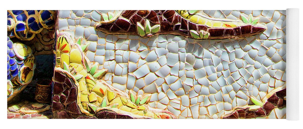  Glass Mosaic Yoga Mat featuring the photograph Mosaic Broken Glass UP CLOSE by Chuck Kuhn