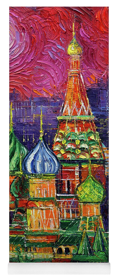 Moscow Yoga Mat featuring the painting Moscow Saint Basil's Cathedral by Mona Edulesco