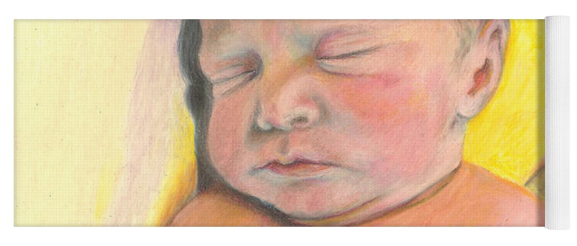 Newborn Yoga Mat featuring the drawing Mother's Love -Isabelle by Jan Dappen