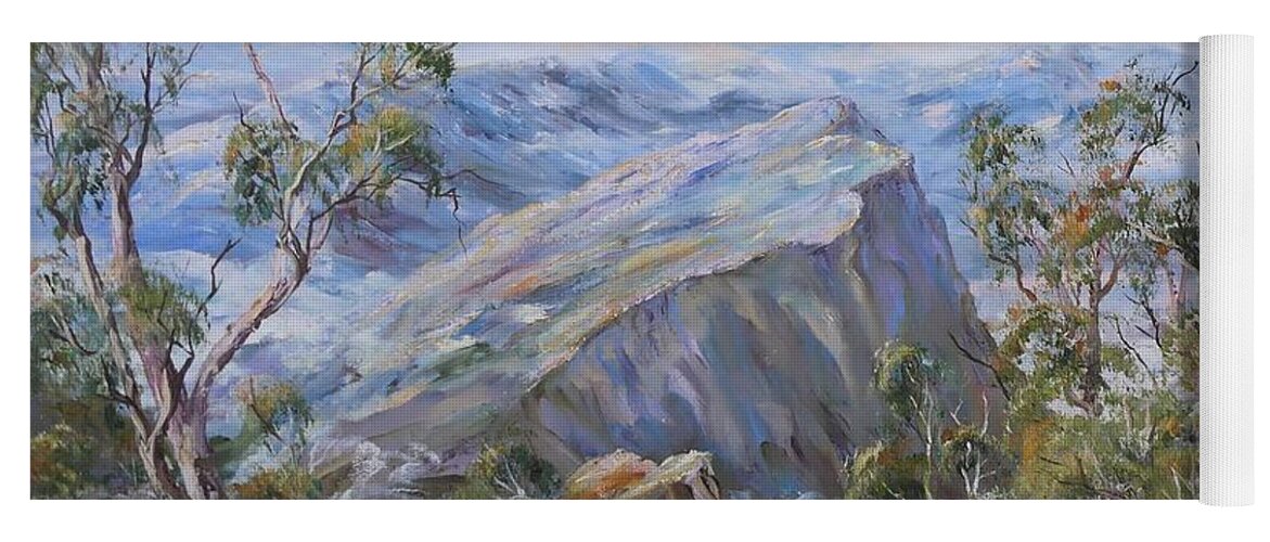 Mount Abrupt Yoga Mat featuring the painting Mount Abrupt Grampians Victoria by Ryn Shell