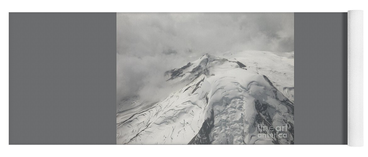 Mountain Yoga Mat featuring the photograph Mount Baker from Above bw by Ann Horn