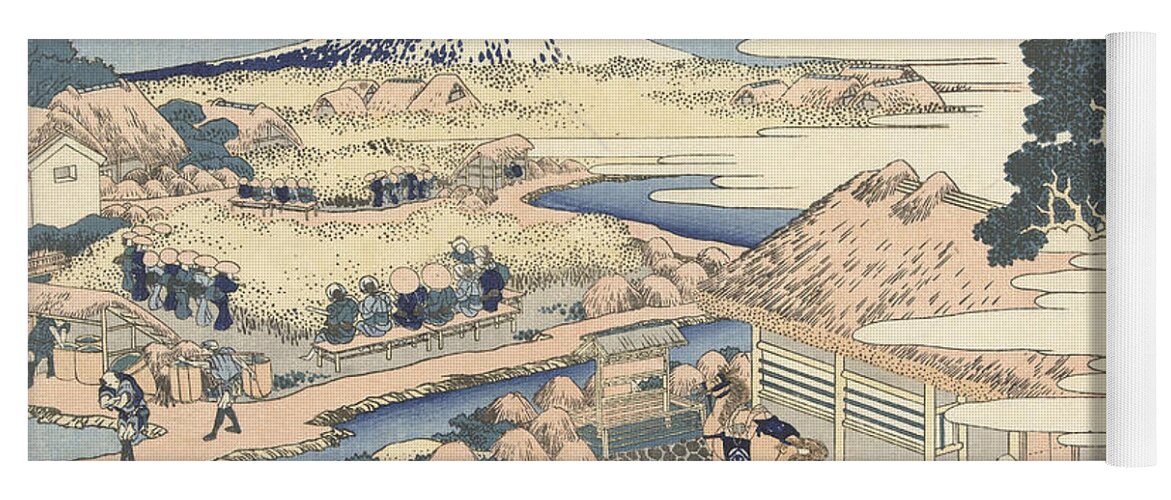 Hokusai Yoga Mat featuring the painting Mount Fuji from Katakura tea garden by Hokusai