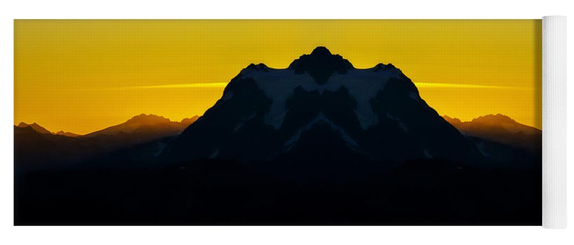 Hike Yoga Mat featuring the digital art Mount Shuksan Sunrise Reflection by Pelo Blanco Photo