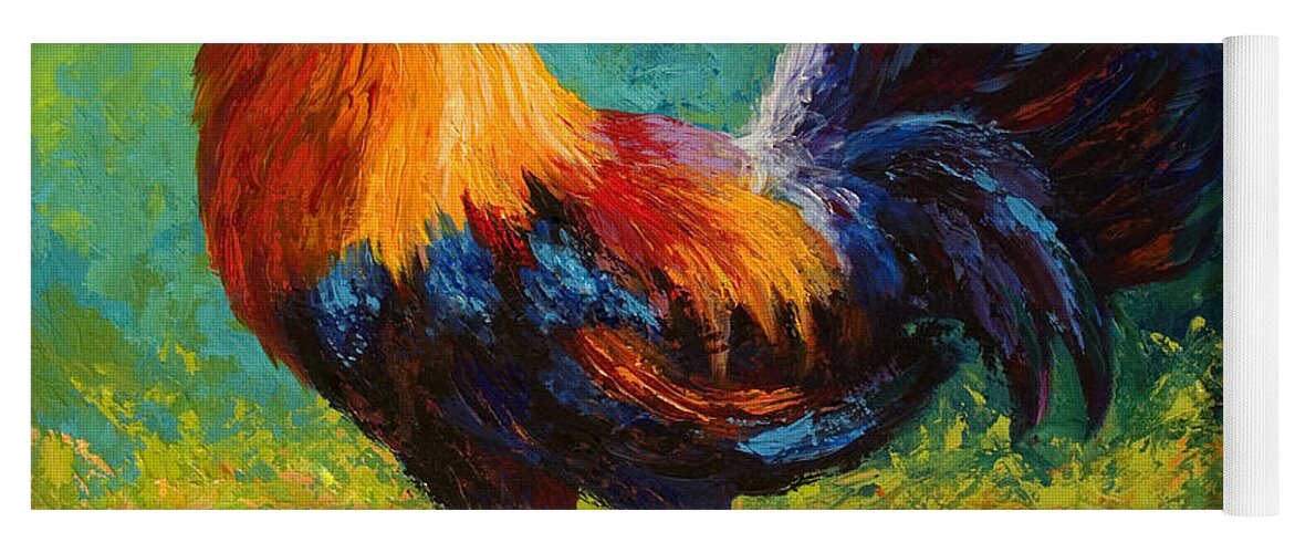 Rooster Yoga Mat featuring the painting Mr Big by Marion Rose