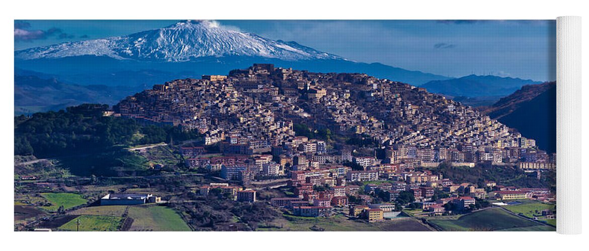 Volcano Yoga Mat featuring the photograph Mt. Etna and Gangi by Richard Gehlbach
