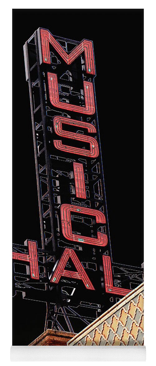 Music Hall Yoga Mat featuring the photograph Music Hall Sign by Grace Grogan