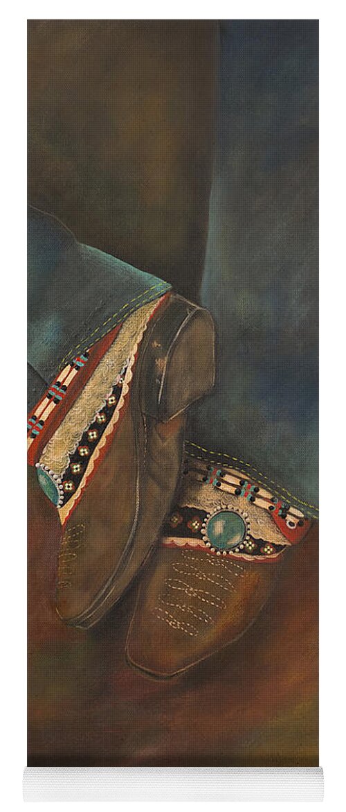 Boho Yoga Mat featuring the painting My Boho Boots by Deborha Kerr