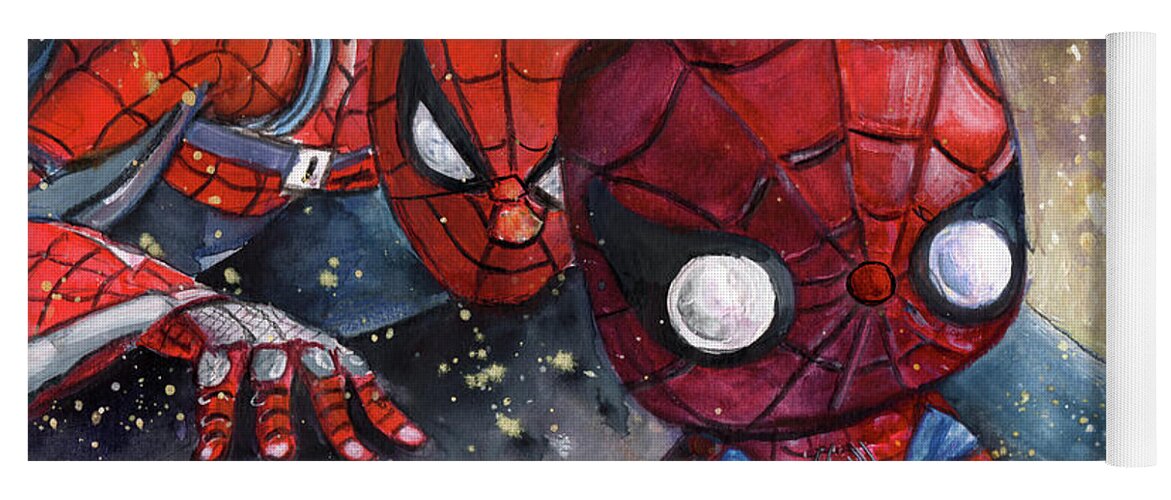 Funko Yoga Mat featuring the painting My Funko Spider Sense Is Tingling by Miki De Goodaboom
