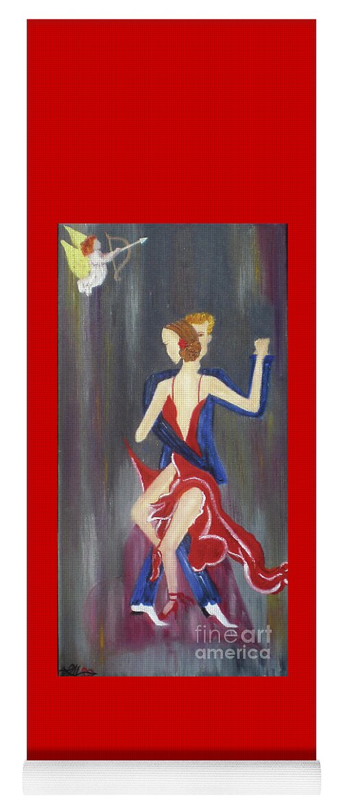 Cupid Yoga Mat featuring the painting My Secret Valentine by Artist Linda Marie