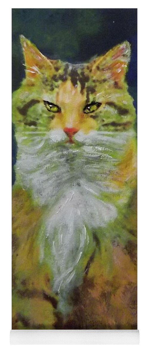  Cat Yoga Mat featuring the painting Mysterious Cat by Richard James Digance