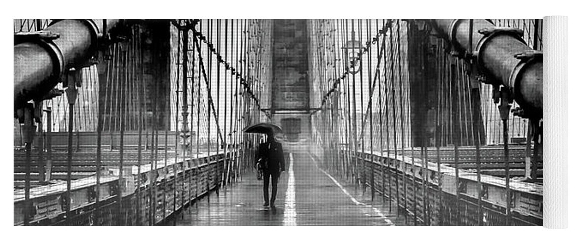 Brooklyn Bridge Yoga Mat featuring the photograph Mystery Manhattan by Az Jackson
