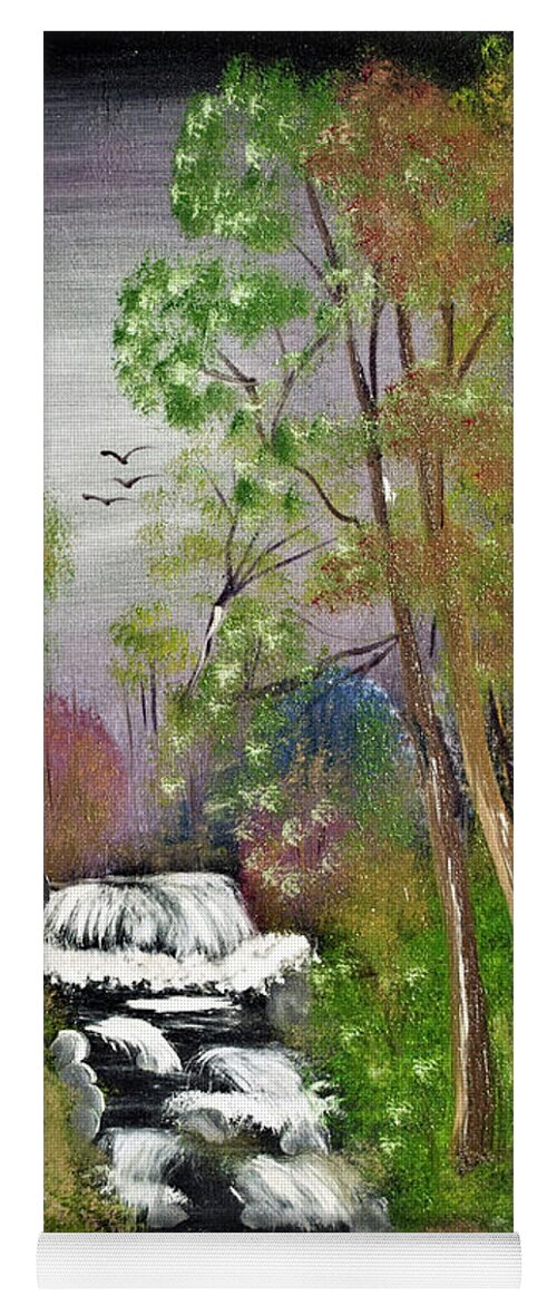 Oil On Canvas Yoga Mat featuring the painting Mystic Fall by Joseph Summa