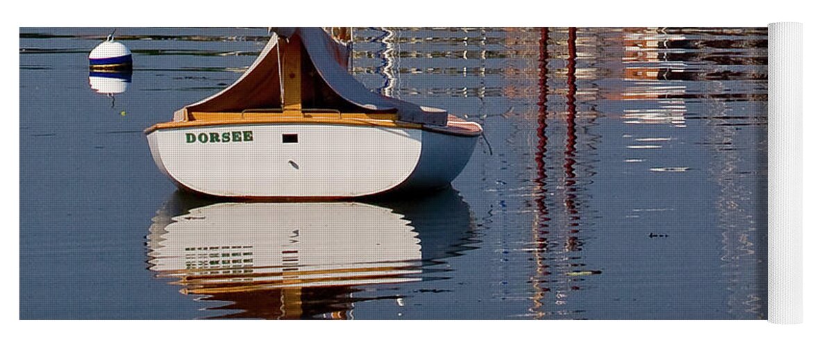 Boat Yoga Mat featuring the photograph Mystic River by Susan Cole Kelly