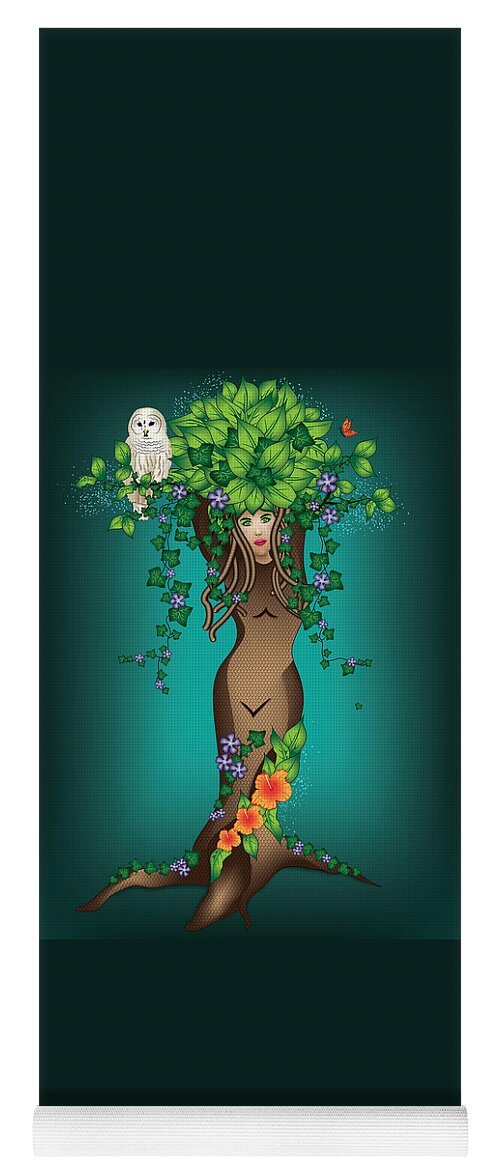 Fantasy Art Yoga Mat featuring the digital art Mystical Maiden Tree by Serena King