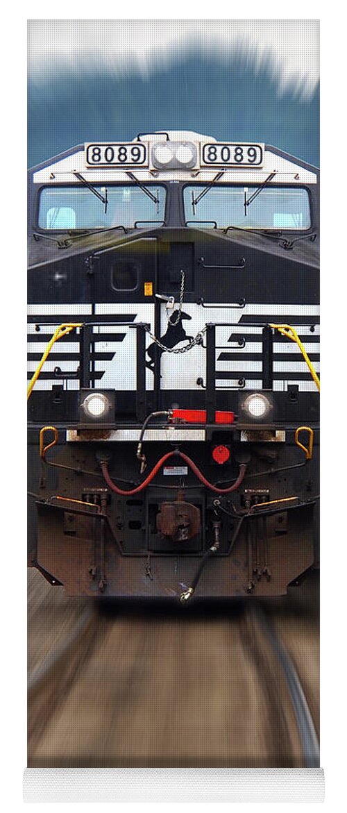 Railroad Yoga Mat featuring the photograph N S 8089 On The Move by Mike McGlothlen