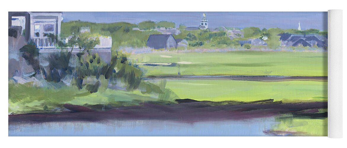 Nantucket Town View From The Creek Yoga Mat featuring the painting Nantucket Town View from the Creek by Candace Lovely