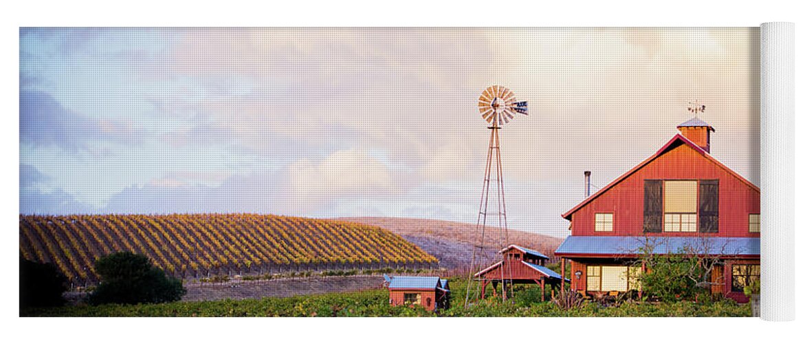 Red Barn Yoga Mat featuring the photograph Napa Valley Red Barn by Aileen Savage