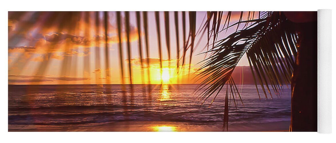 Sunset Yoga Mat featuring the photograph Napili Bay Sunset Maui Hawaii by Jim Cazel