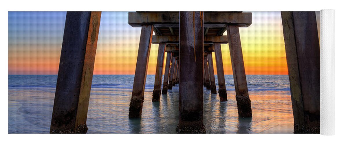 Architecture Yoga Mat featuring the photograph Naples Pier Sunset by Raul Rodriguez