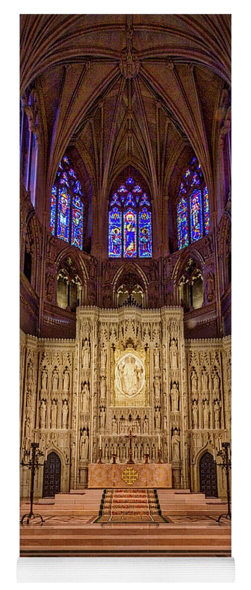 Washington Yoga Mat featuring the photograph National Cathedral High Altar by Stuart Litoff