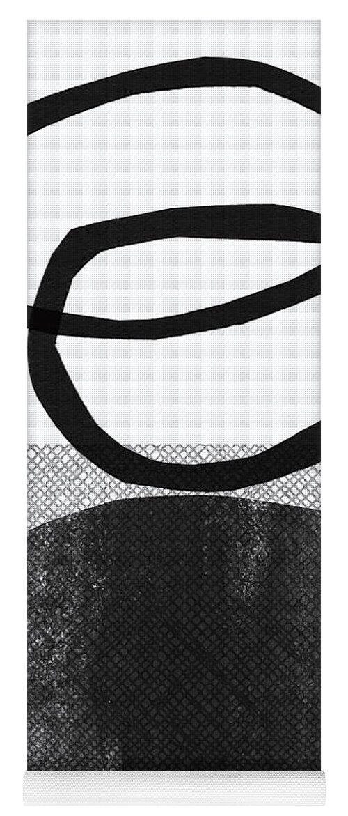 Grey Yoga Mat featuring the mixed media Natural Balance- abstract art by Linda Woods