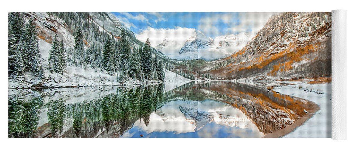 Maroon Bells Yoga Mat featuring the photograph Natures Divine Canvas - Maroon Bells Aspen Colorado by Gregory Ballos