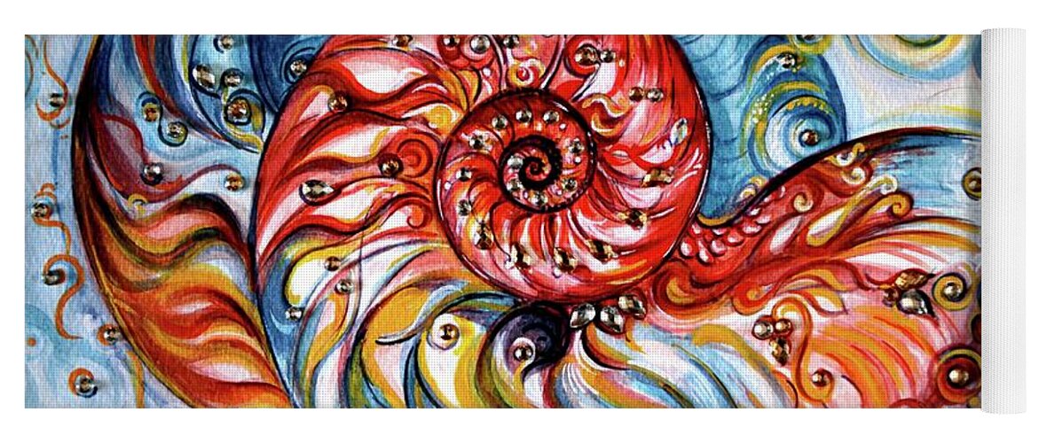 Nautilus Shell Yoga Mat featuring the painting Nautilus Shell - Ocean by Harsh Malik