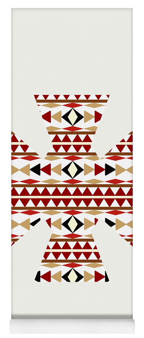 Navajo White Yoga Mat featuring the mixed media Navajo White Pattern Art by Christina Rollo