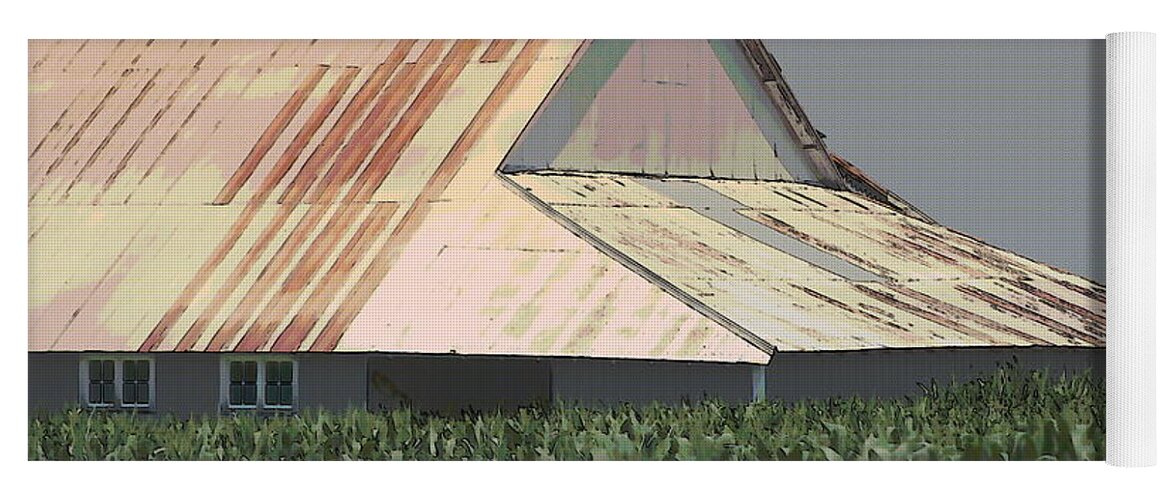 Nebraska Yoga Mat featuring the photograph Nebraska Farm Life - The Tin Roof by Colleen Cornelius