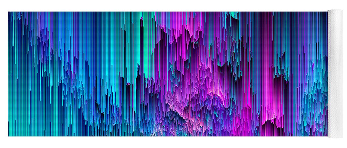 Glitch Yoga Mat featuring the digital art Neon Drifting - Pixel Art by Jennifer Walsh