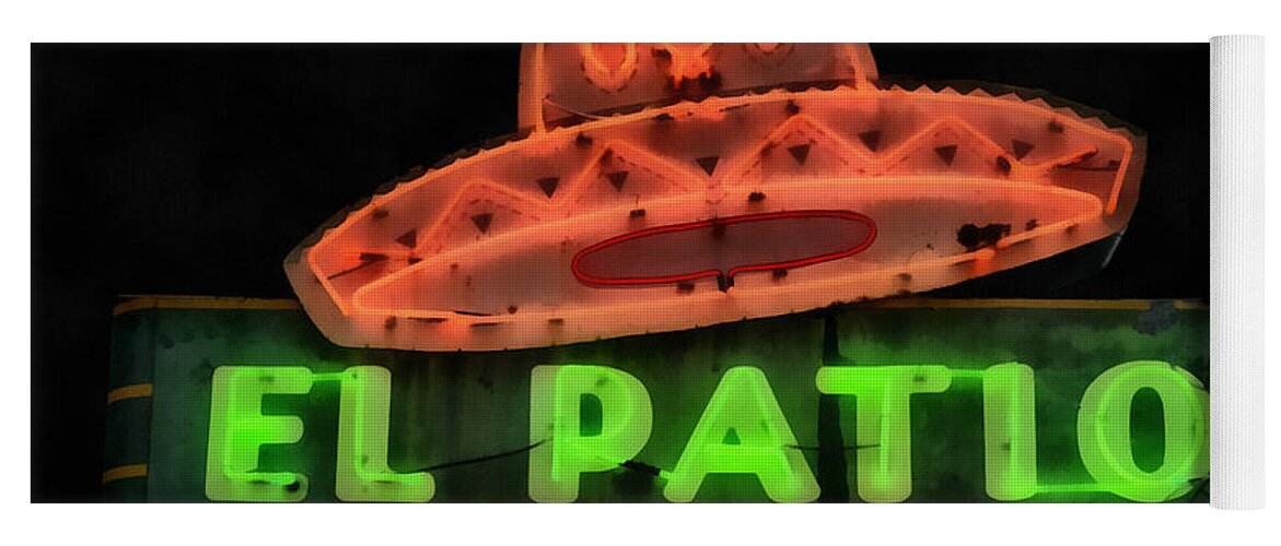 Neon Yoga Mat featuring the painting Neon Sign Series Mexican Food Austin Texas by Edward Fielding