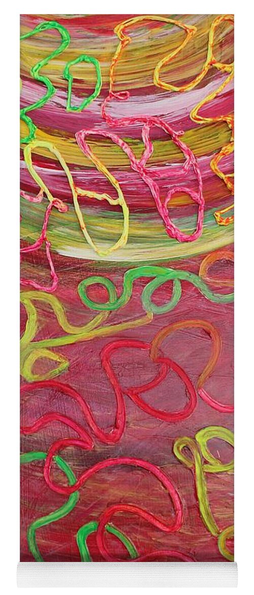 Neon Strings Yoga Mat featuring the painting Neon strings by Sarahleah Hankes