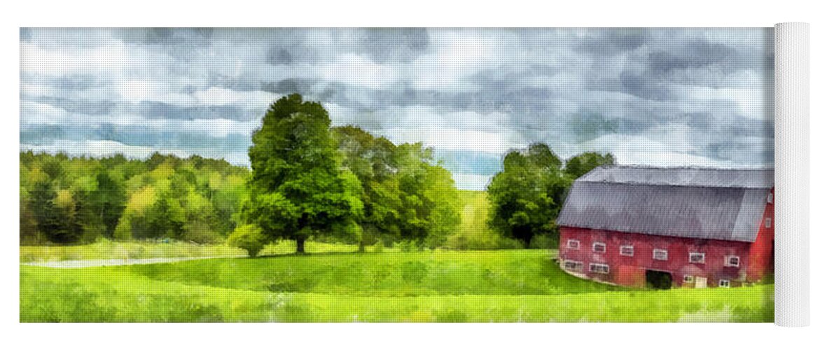 New Hampshire Yoga Mat featuring the photograph New Hampshire Landscape Red Barn Etna by Edward Fielding