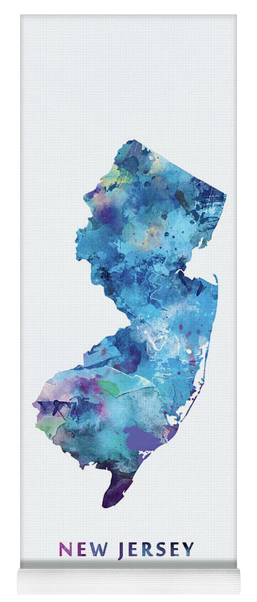 New Jersey Yoga Mat featuring the mixed media New Jersey by Monn Print